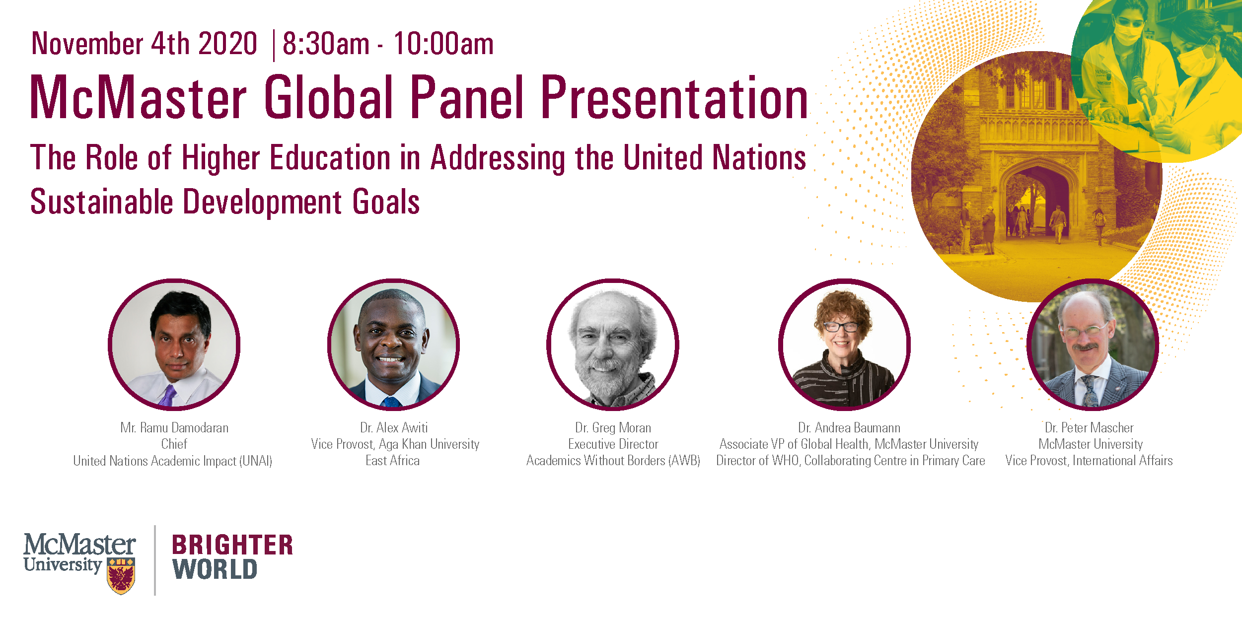 Header Graphic for the McMaster Global Showcase Panel